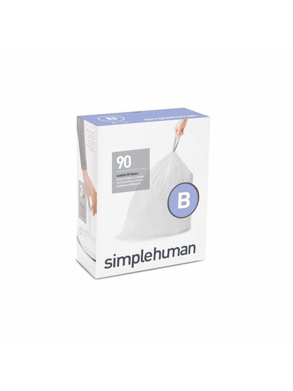 Simplehuman Code B Afvalzakken - 6 liter - 90 stuks - met Trekband - Wit