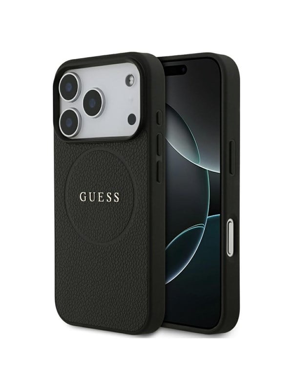 Guess - Grained Gold Ring MagSafe (GUHMP18LPGHSMMK) - iPhone 18 Pro / iPhone 17 Pro - Black