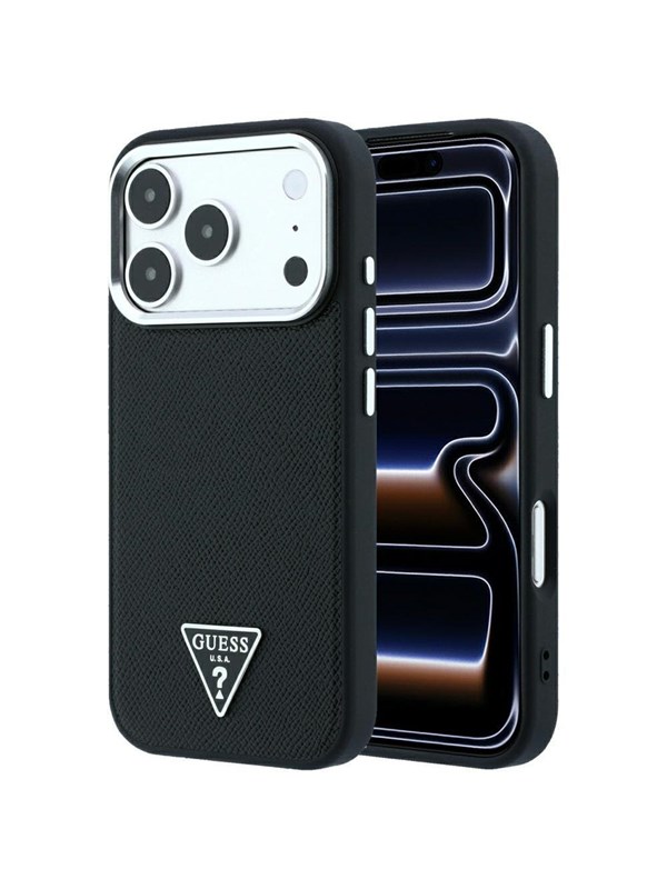 Guess - Grained Triangle Logo MagSafe (GUHMP18LPGSMTLSK) - iPhone 18 Pro / iPhone 17 Pro - Black