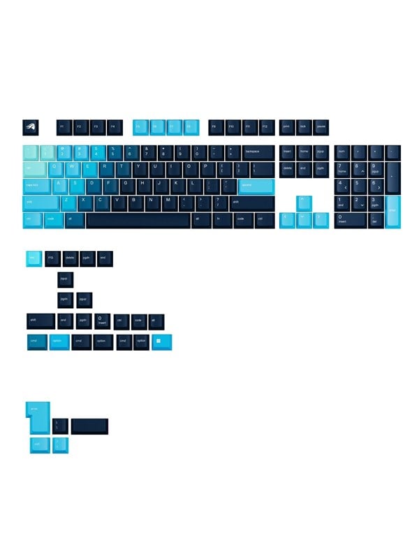 Glorious GPBT Gradient Keycaps - Celestial Ice - Engels (US) - ANSI/ISO 131-toetsen set