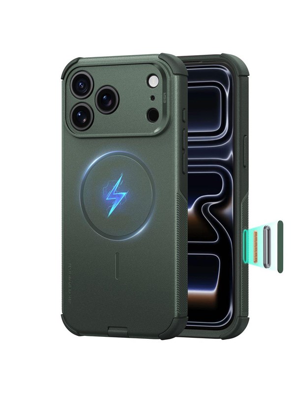 ESR Cyber Tough hoesje - Geschikt voor iPhone 17 Pro en iPhone 18 Pro - Geschikt voor MagSafe - Groen