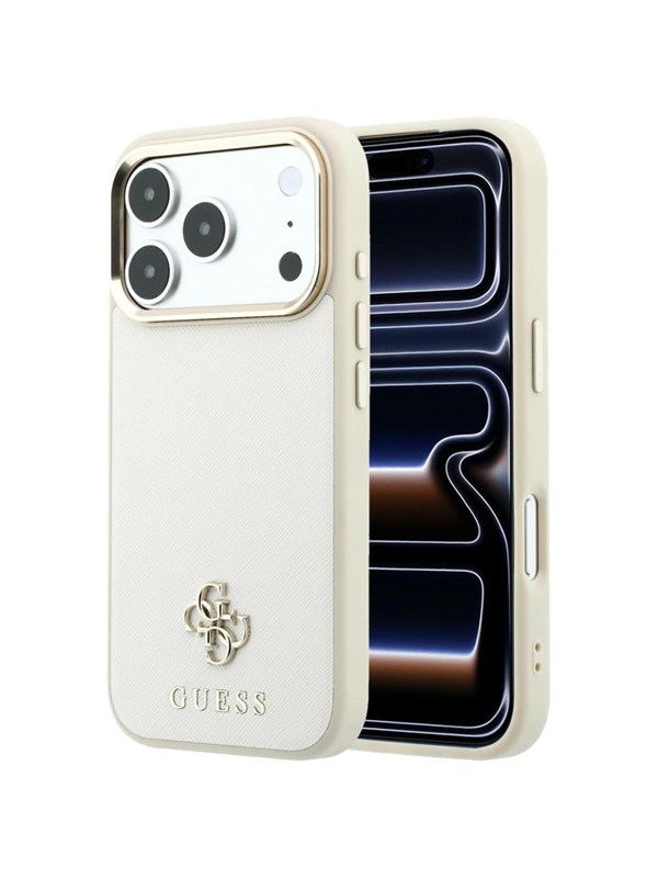 MagSafe-hoesje voor Apple iPhone 18 Pro / 17 Pro, Guess, Saffiano Small 4G Classic, Beige