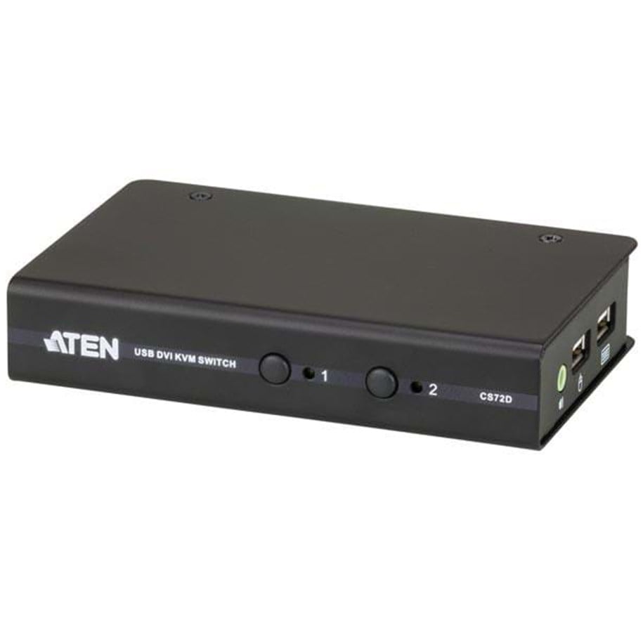 KVM Switch - ATEN 2 port USB DVI KVM   (KVM Cables Included) - CS72D-AT
