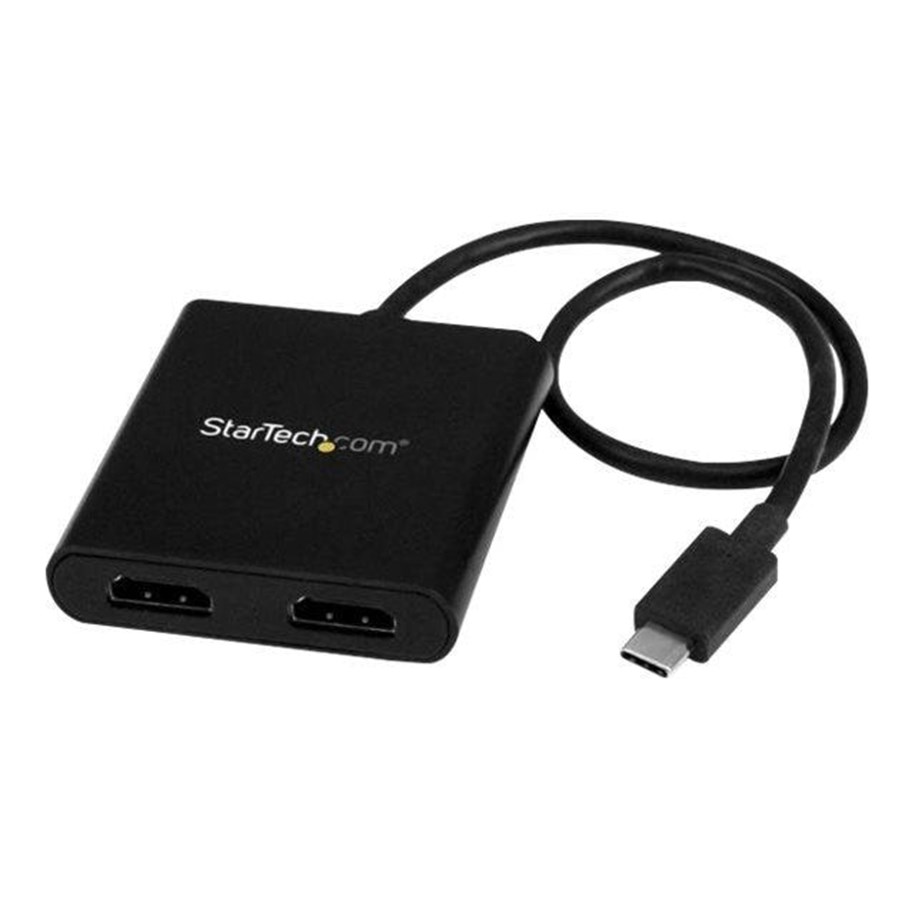 Beelscherm- en tv-kabel - StarTech.com 2-Port USB-C Aan HDMI MST Hub - 4K Dual Monitor Splitter - Extern Video adapter - Zwart - MSTCDP122HD