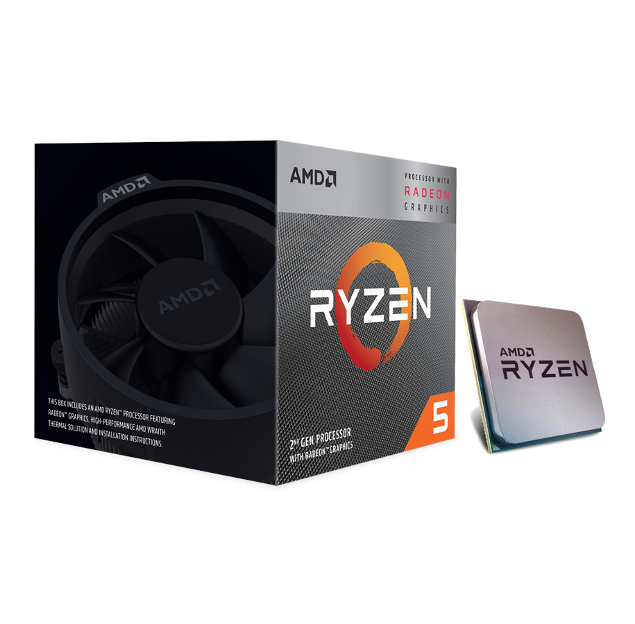 CPU - AMD Ryzen 5 3400G Wraith Spire CPU - 4 kernen - 3.7 GHz - AMD AM4 - AMD Boxed (met koeler) - YD3400C5FHBOX