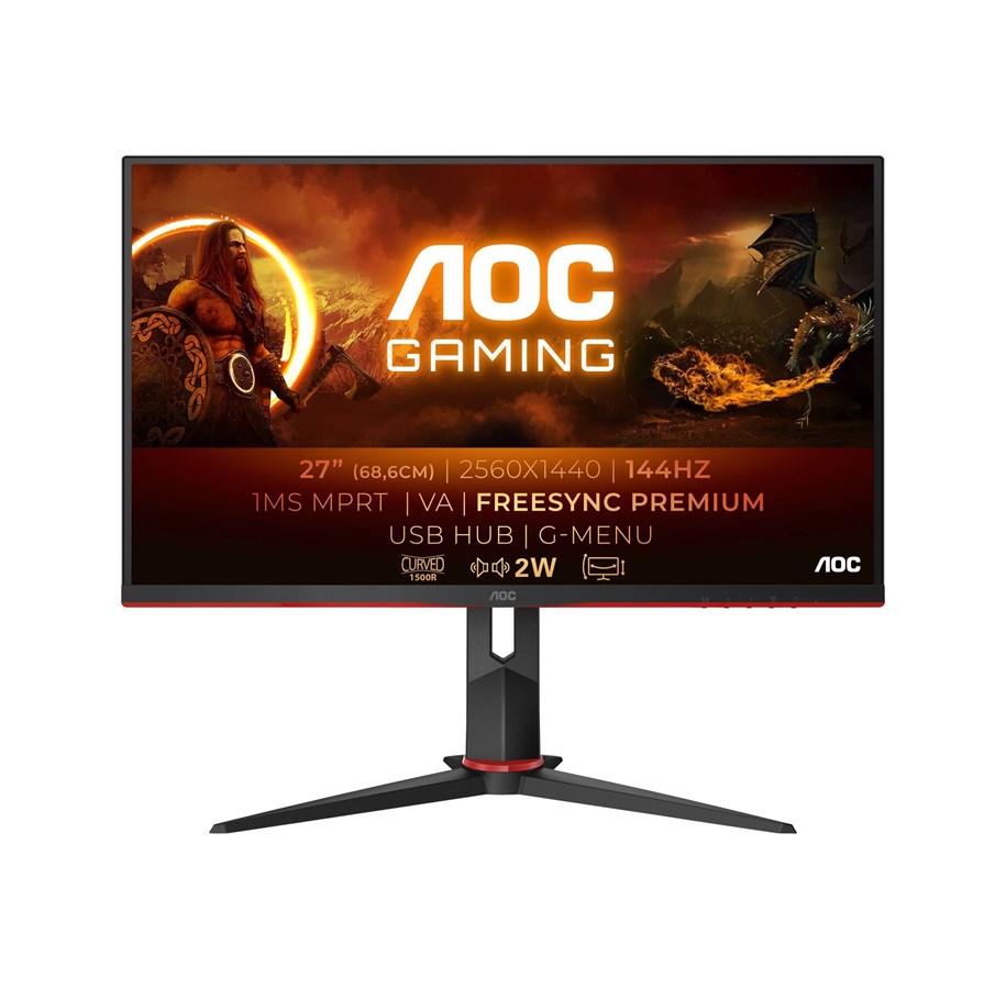 Scherm - 27" AOC CQ27G2U/BK - 2560x1440 - 144Hz - VA - Curved - CQ27G2U/BK