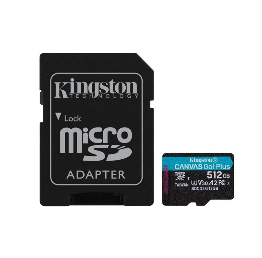 Geheugenkaart - Kingston Canvas Go! Plus microSD/SD - 170MB/s - 512GB - SDCG3/512GB
