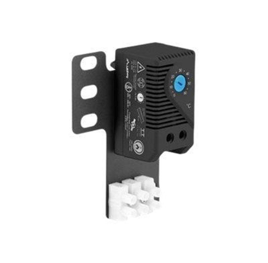Rackkoffers - Lanberg AK-1505-B Closed Loop Thermostat 10A for Rack Cabinets with 19" Ear and Terminal Block Black - AK-1505-B