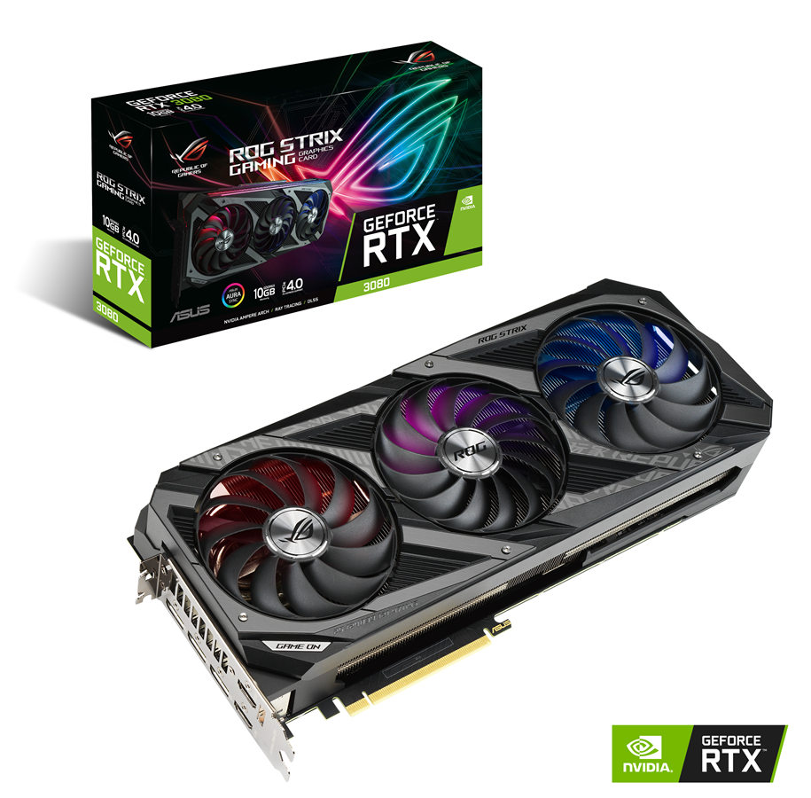 Grafische kaarten - ASUS GeForce RTX 3080 ROG STRIX - 10GB GDDR6X RAM - Grafische kaarten - 90YV0FA0-M0NM00