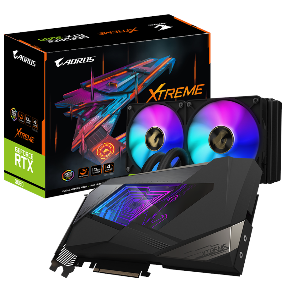 Grafische kaarten - GIGABYTE GeForce RTX 3080 AORUS WaterForce Xtreme - 10GB GDDR6X RAM - Grafische kaarten - GV-N3080AORUSX W-10GD