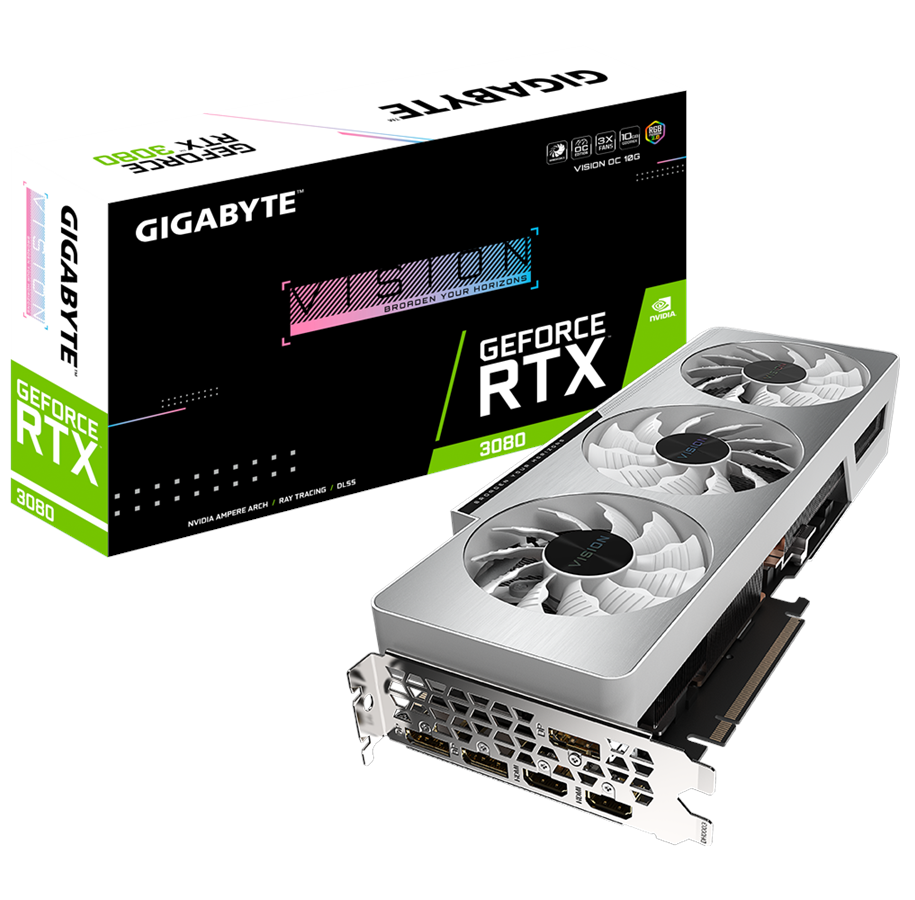 Grafische kaarten - GIGABYTE GeForce RTX 3080 OC - 10GB GDDR6X RAM - Grafische kaarten - GV-N3080VISION OC-10GD