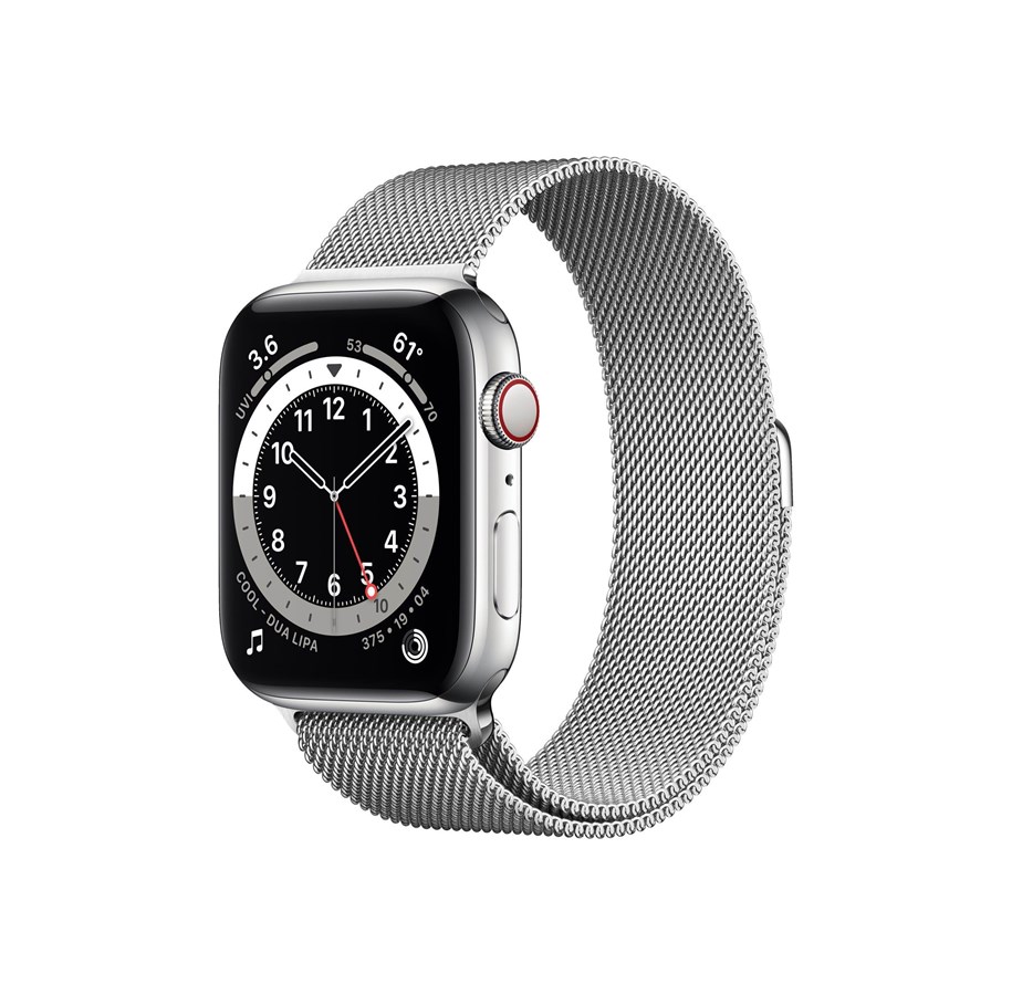 Apple Watch Series 6 GPS + Cellular 44mm Silver Stainless Steel Case with  Silver Milanese Loop