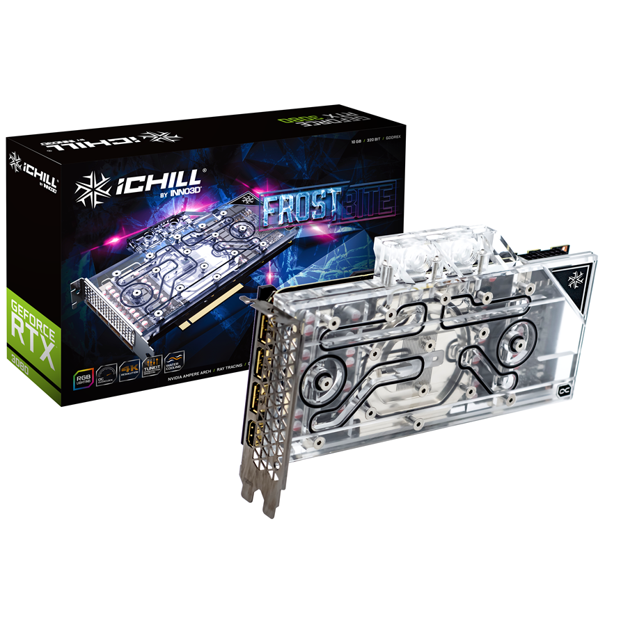 Grafische kaarten - Inno3D GeForce RTX 3080 iCHILL Frostbite - 10GB GDDR6X RAM - Grafische kaarten - C3080-106XX-1810FB