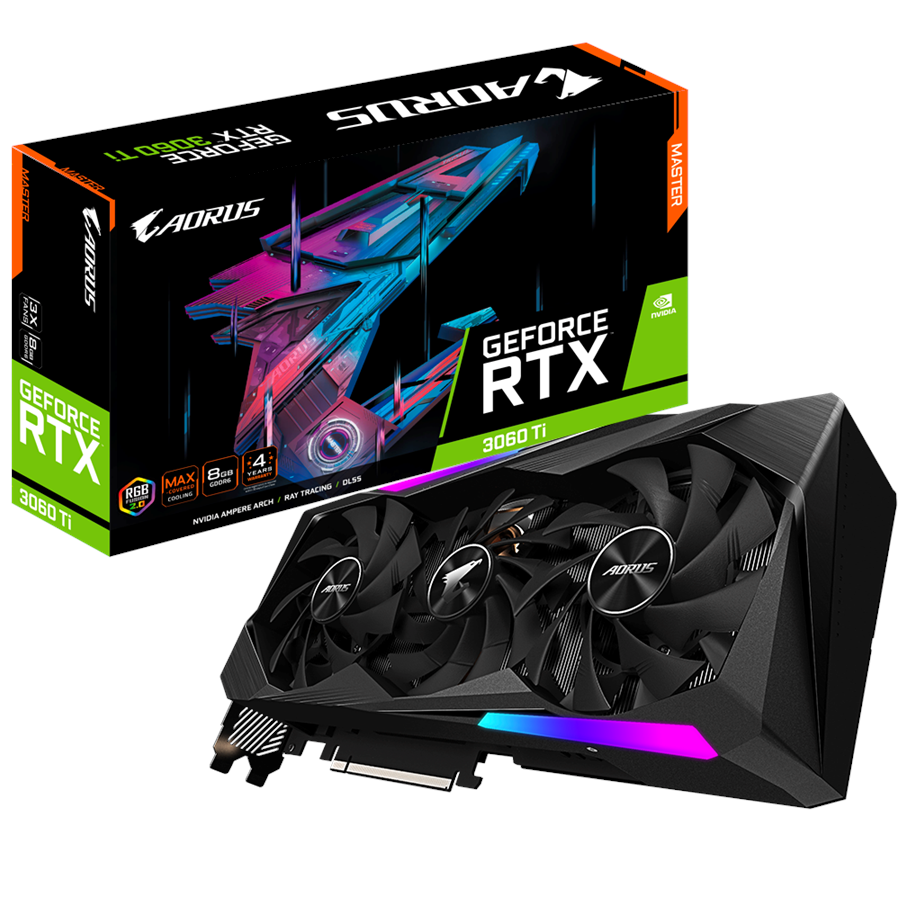 Grafische kaarten - GIGABYTE GeForce RTX 3060 Ti AORUS Master - 8GB GDDR6 RAM - Grafische kaarten - GV-N306TAORUS M-8GD