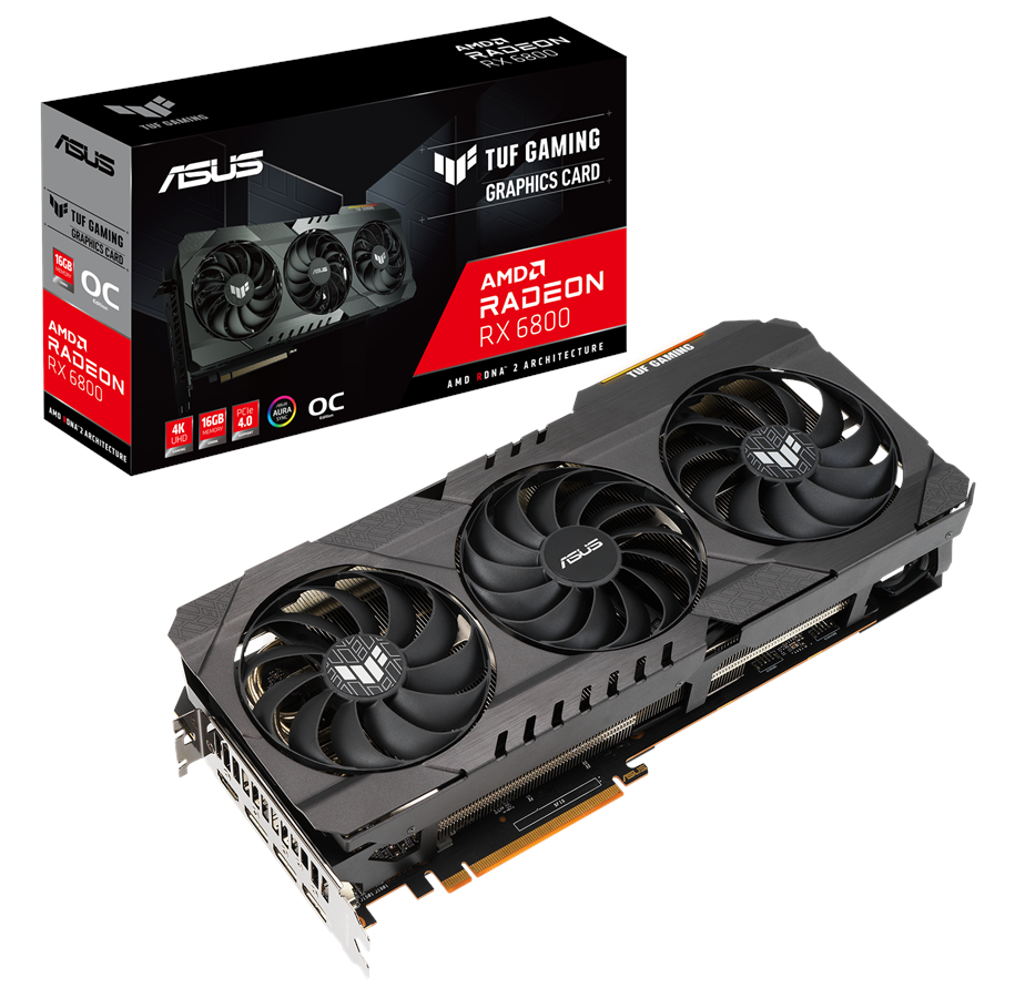 Grafische kaarten - ASUS Radeon RX 6800 TUF OC - 16GB GDDR6 RAM - Grafische kaarten - 90YV0FM1-M0NA00