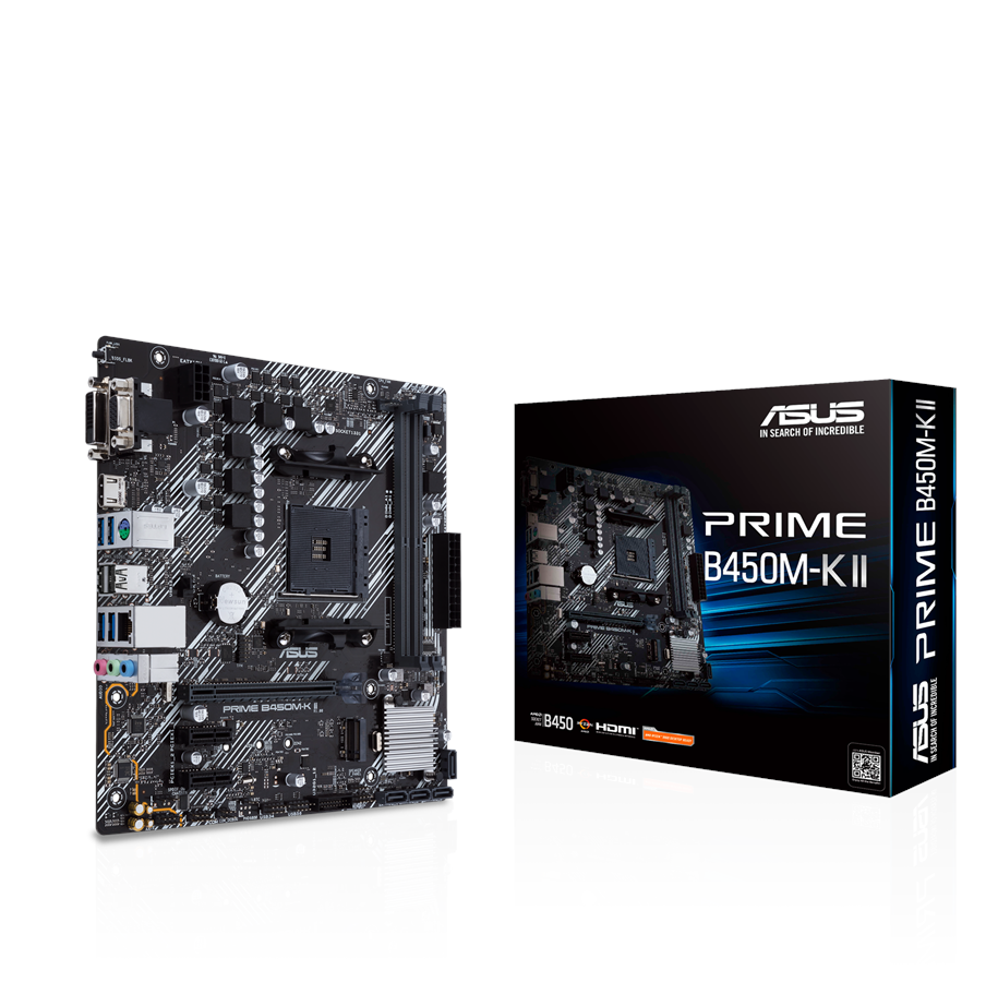 Moederbord - ASUS PRIME B450M-K II Moederbord - AMD B450 - AMD AM4 socket - DDR4 RAM - Micro-ATX - 90MB1600-M0EAY0