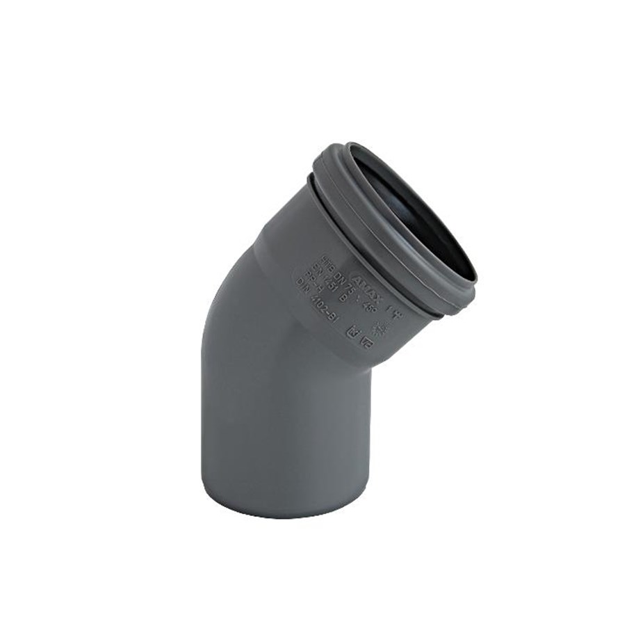 Afvoerproducten - ALIAXIS 75mm x 45° bend ht-pp - KLW-075-019-045-GD
