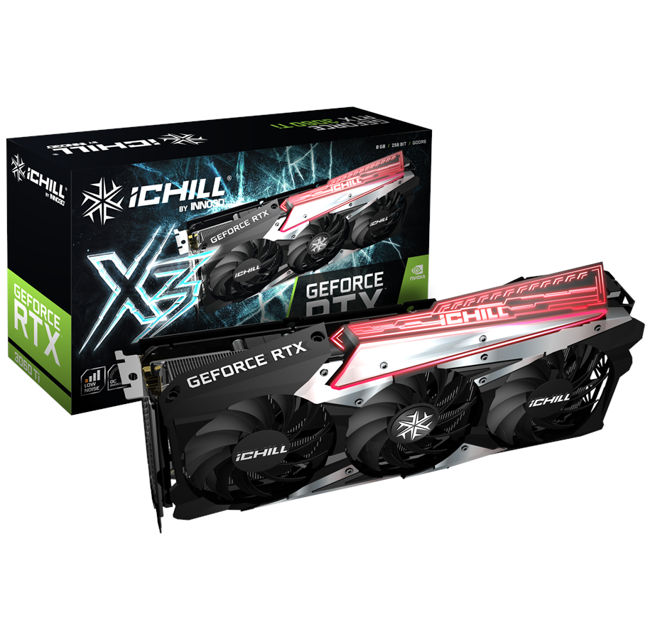 Grafische kaarten - Inno3D GeForce RTX 3060 Ti iCHILL X3 - 8GB GDDR6 RAM - Grafische kaarten - C306T3-08D6X-1671VA39