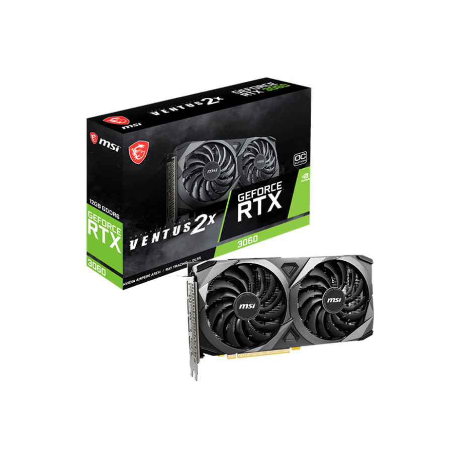 Grafische kaarten - MSI GeForce RTX 3060 VENTUS 2X OC LHR - 12GB GDDR6 RAM - Grafische kaarten - RTX 3060 VENTUS 2X 12G OC