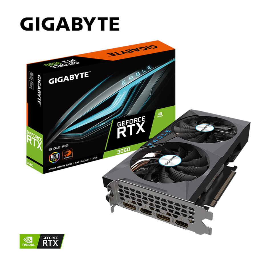 Grafische kaarten - GIGABYTE GeForce RTX 3060 EAGLE - 12GB GDDR6 RAM - Grafische kaarten - GV-N3060EAGLE-12GD