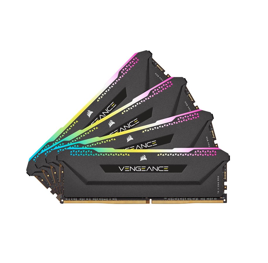 RAM - Corsair Vengeance RGB PRO SL DDR4-3200 - 64GB - CL16 - Quad Channel (4 pcs) - Intel XMP - Zwart met RGB - CMH64GX4M4E3200C16