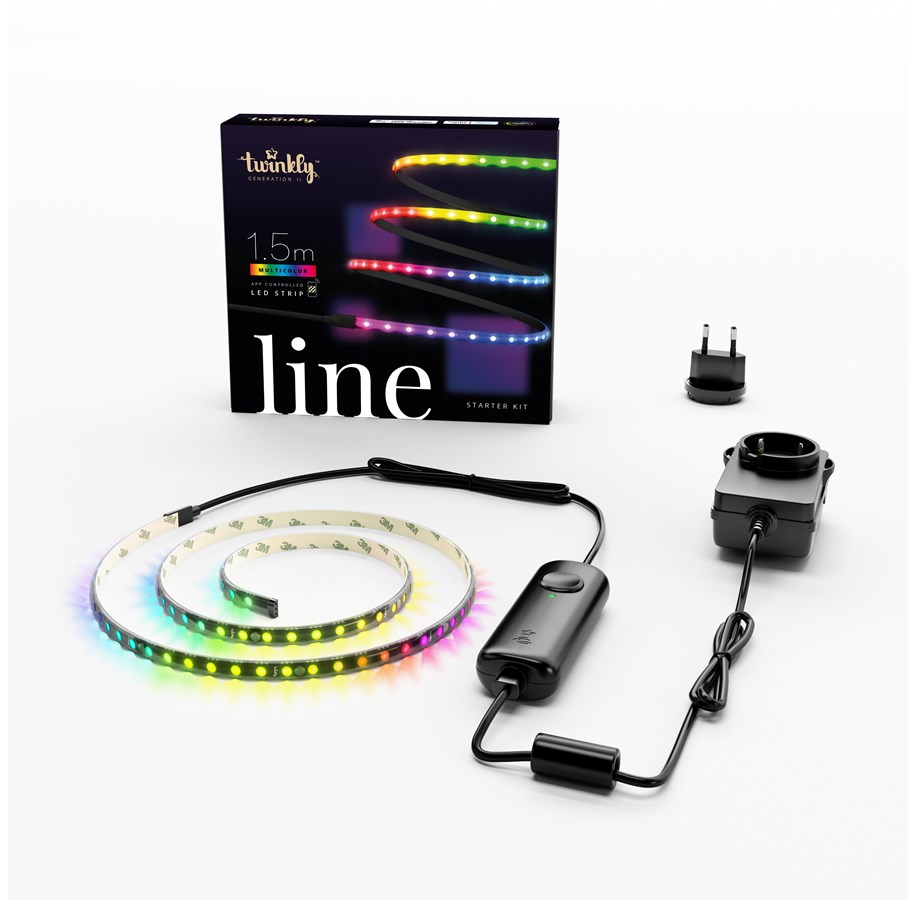 Smart Home - Twinkly Line – Kleefbare + Magnetische LED Licht Strip met 16 Miljoen Kleuren - 1,5m Basisset - TWL100STW-BEU