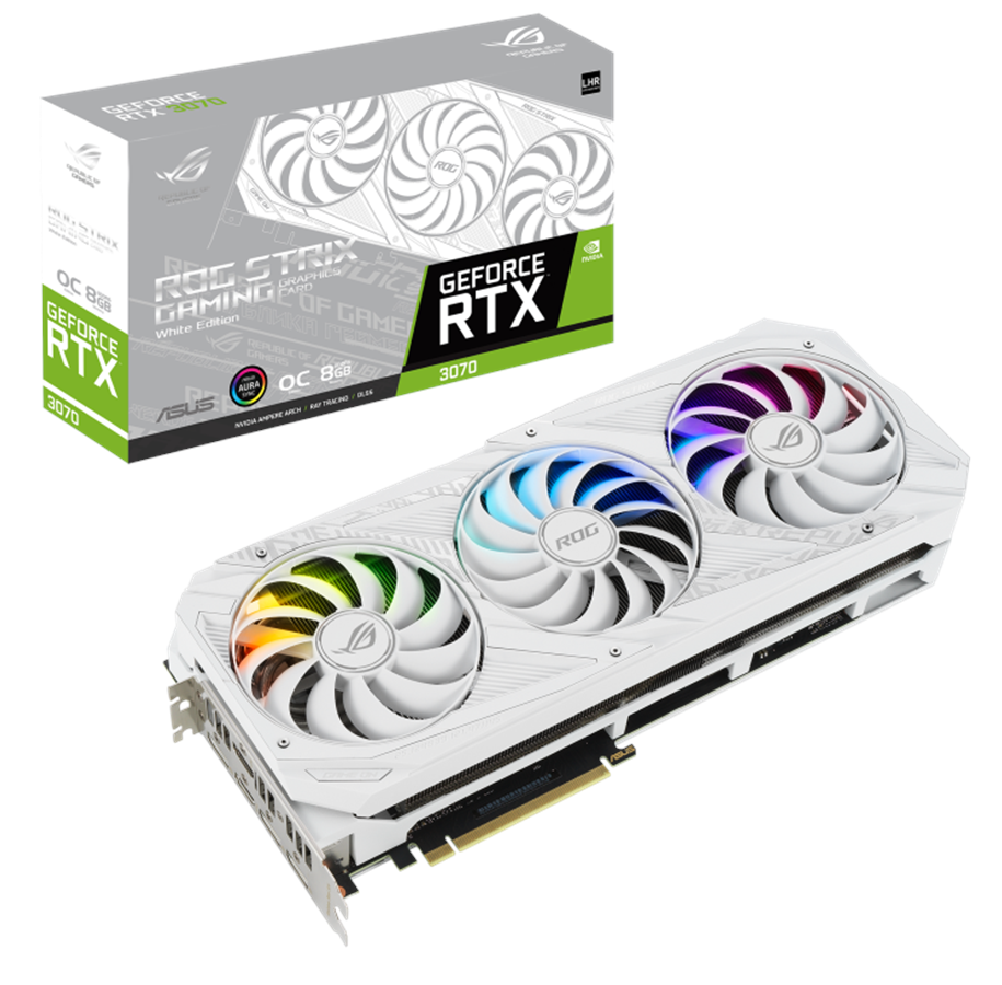 Grafische kaarten - ASUS GeForce RTX 3070 ROG STRIX OC White V2 LHR - 8GB GDDR6 RAM - Grafische kaarten - 90YV0FR9-M0NA00