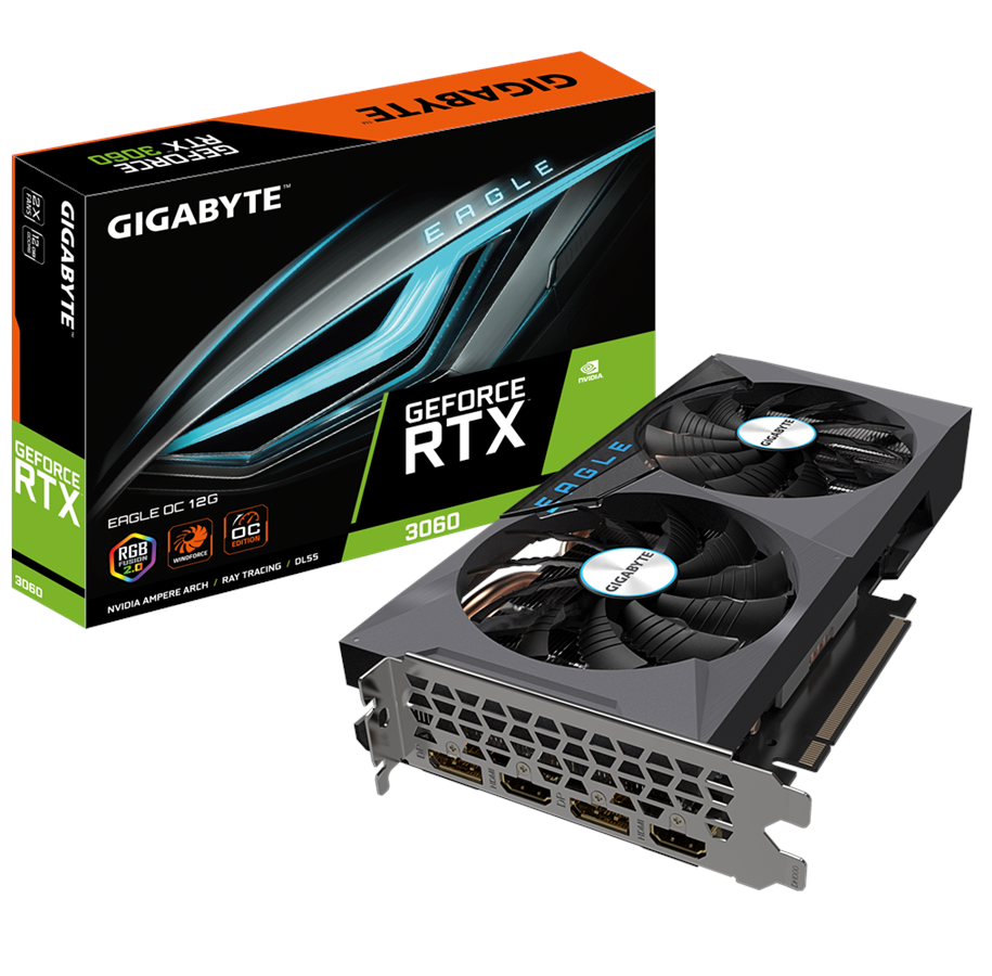 Grafische kaarten - GIGABYTE GeForce RTX 3060 EAGLE OC LHR - 12GB GDDR6 RAM - Grafische kaarten - GV-N3060EAGLE OC-12GD 2.0