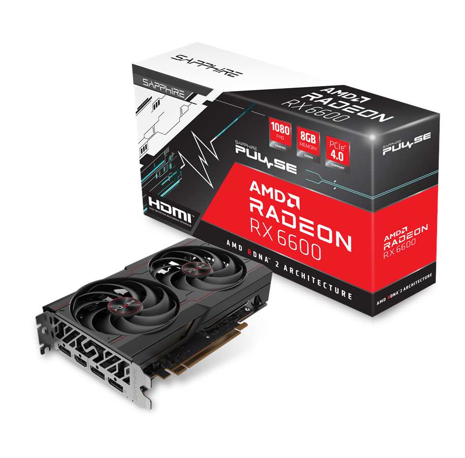 Grafische kaarten - Sapphire Radeon RX 6600 Pulse - 8GB GDDR6 RAM - Grafische kaarten - 11310-01-20G