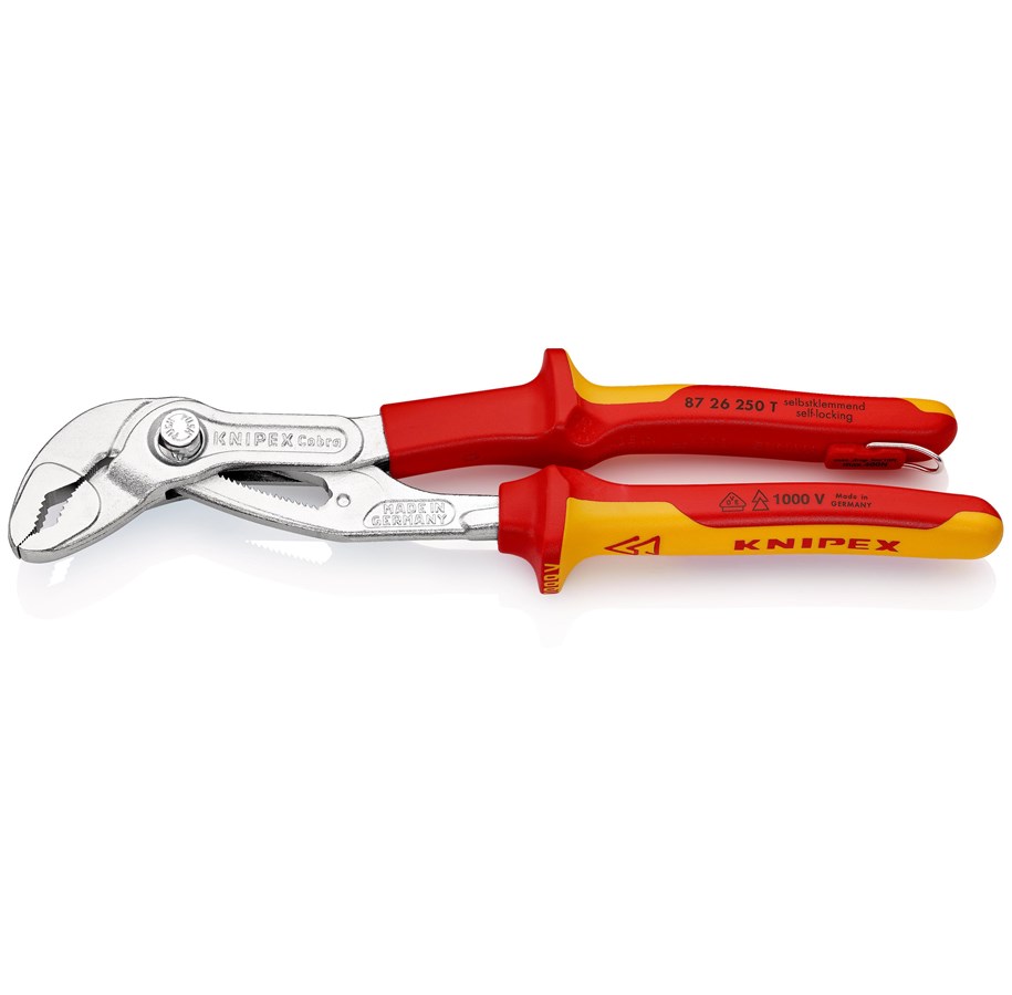 Gereedschap voor elektrisch werk - KNIPEX Cobra® VDE, Hightech-waterpomptangen, met bevestigingshaak - 87 26 250 T BK