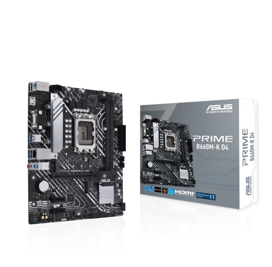 Moederbord - ASUS PRIME B660M-K D4 Moederbord - Intel B660 - Intel LGA1700 socket - DDR4 RAM - Micro-ATX - 90MB1950-M0EAY0