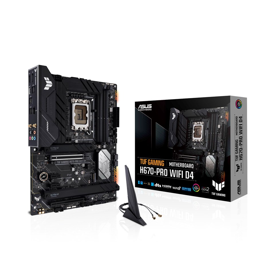 Moederbord - ASUS TUF GAMING H670-PRO WIFI D4 Moederbord - Intel H670 - Intel LGA1700 socket - DDR4 RAM - ATX - 90MB1900-M0EAY0