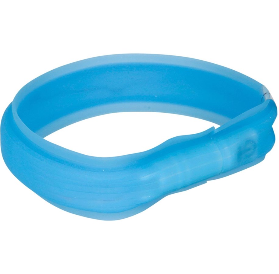 Honden - Trixie Flash Light Band USB Adjustable LED Safety Collar Blue Size: L-XL 70cm/30mm - TX12672