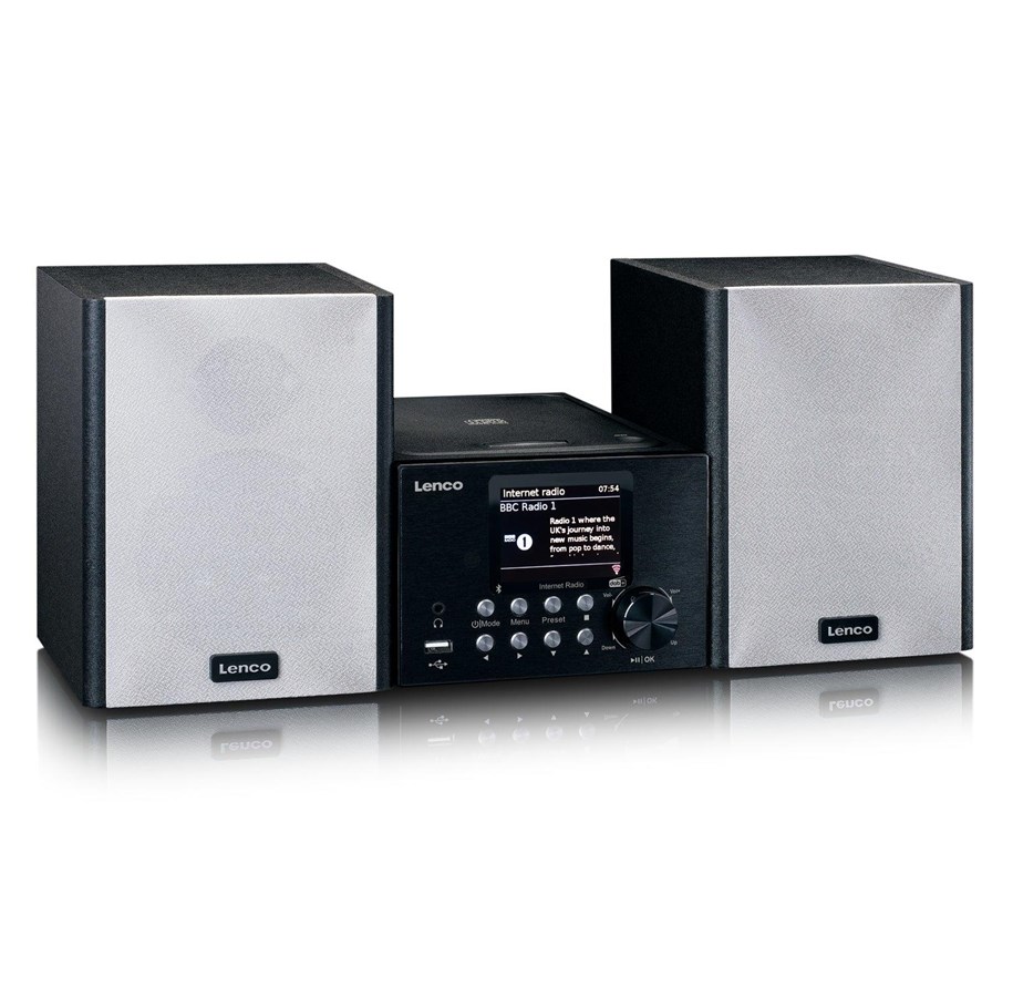 DAB & Wekkerradio - Lenco MC-250BK - Micro set with Smart Radio CD/USB player internet DAB+ Bluetooth® - Black - DAB+/FM - Stereo - Black - MC-250