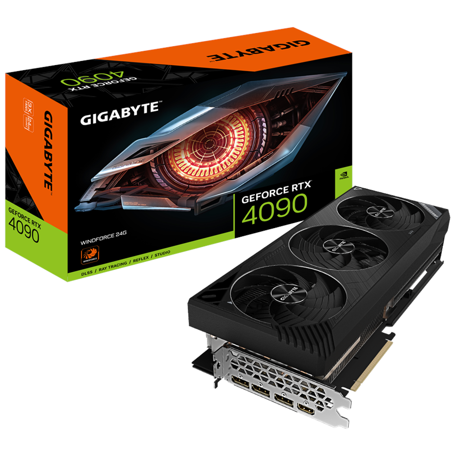 Grafische kaarten - GIGABYTE GeForce RTX 4090 WindForce - 24GB GDDR6X RAM - Grafische kaarten *DEMO* - GV-N4090WF3-24GD