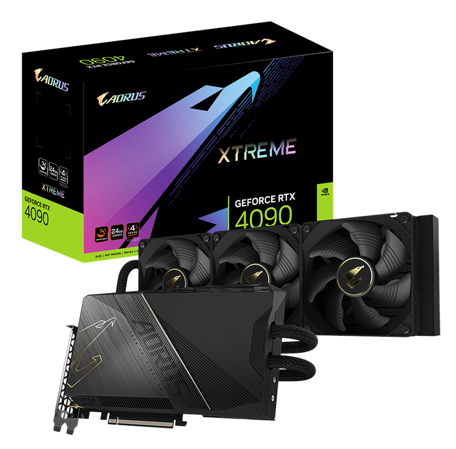 Grafische kaarten - GIGABYTE GeForce RTX 4090 AORUS WaterForce Xtreme - 24GB GDDR6X RAM - Grafische kaarten - GV-N4090AORUSX W-24GD