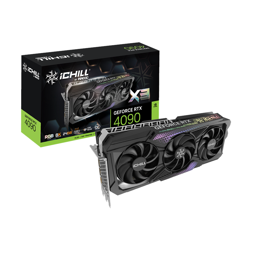 Grafische kaarten - Inno3D GeForce RTX 4090 iCHILL X3 - 24GB GDDR6X RAM - Grafische kaarten - C40903-246XX-1833VA47