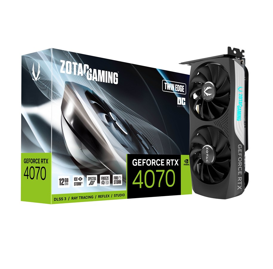 Grafische kaarten - ZOTAC GeForce RTX 4070 Twin Edge OC - 12GB GDDR6X RAM - Grafische kaarten - ZT-D40700H-10M