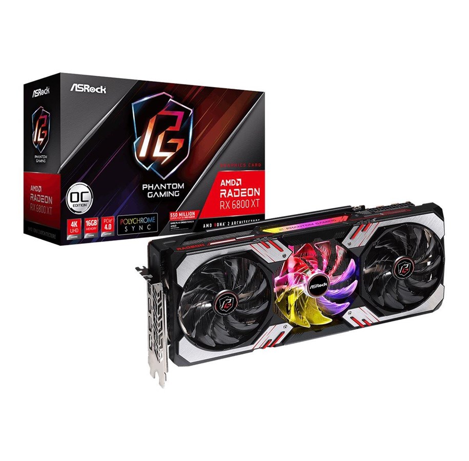 Grafische kaarten - ASRock Radeon RX 6800 XT Phantom Gaming OC - 16GB GDDR6 RAM - Grafische kaarten - 90-GA48ZZ-00UANF