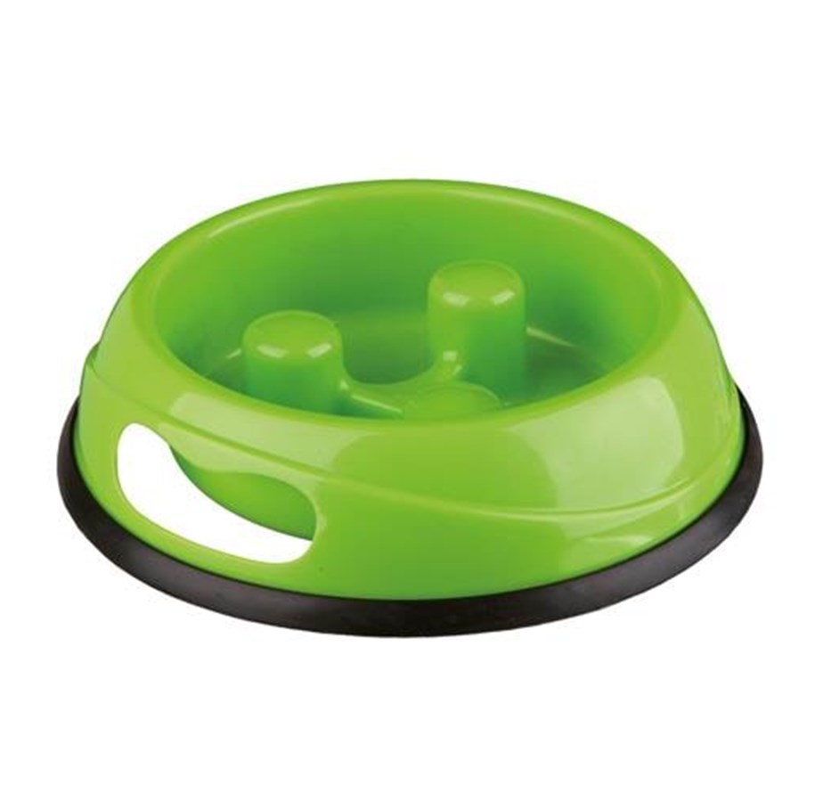 Honden - Trixie Slow Feeding Plastic Bowl 0.9/ø 23 cm assorted colours - TX25032