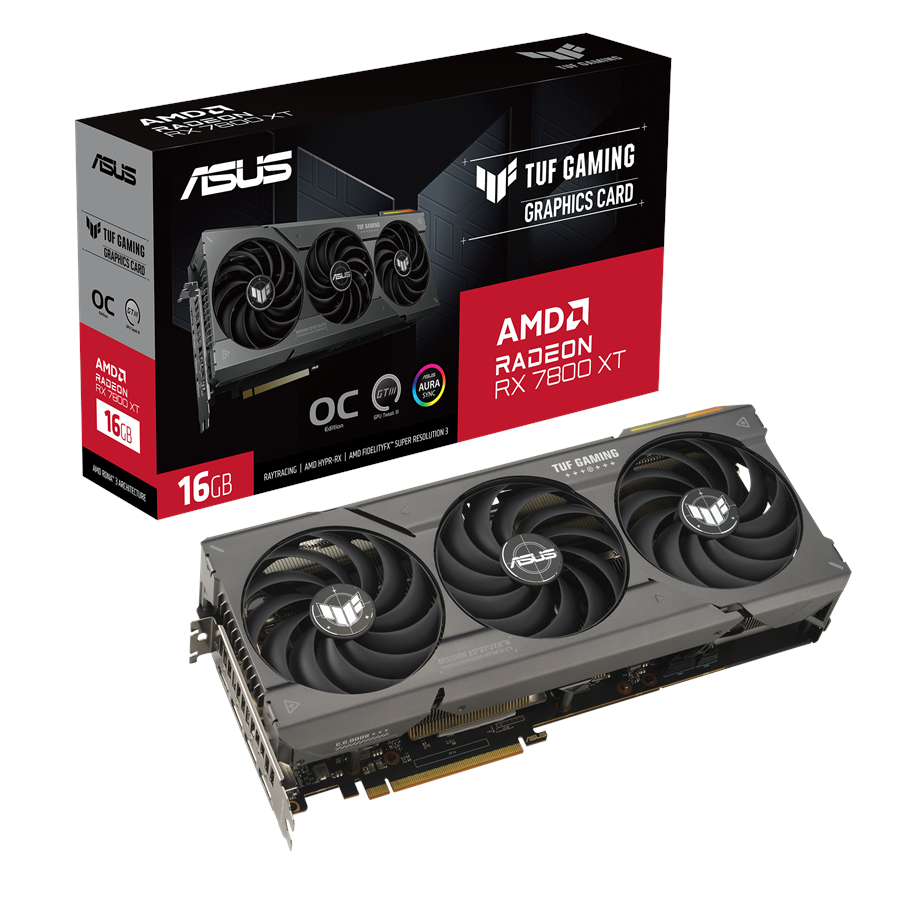 Grafische kaarten - ASUS Radeon RX 7800 XT TUF OC - 16GB GDDR6 RAM - Grafische kaarten - 90YV0JJ0-M0NA00