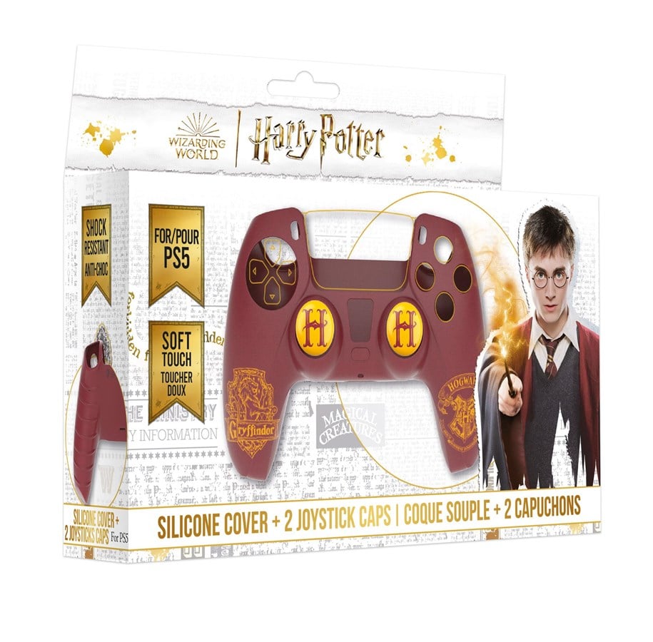 Gaming accessoires - Trade Invaders Harry Potter-Silicone Case + Grips for PS5 Controller - Gryffindor - Red - Miscellaneous - Sony PlayStation 5 - 3760178624862