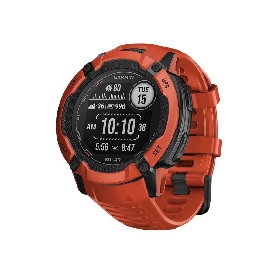 Smartwatch, Sporthorloge en Activity Tracker - Garmin Instinct 2X Solar - Flame Red - 010-02805-01
