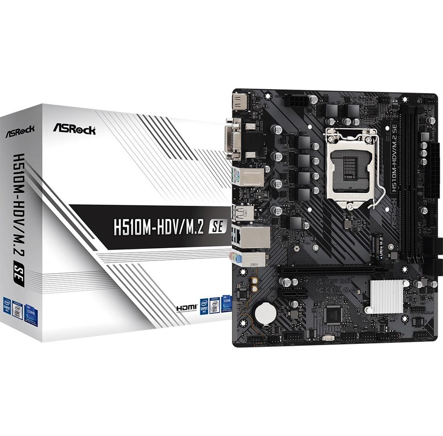 Moederbord - ASRock H510M-HDV/M.2 SE Moederbord - Intel H470 - Intel LGA1200 socket - DDR4 RAM - Micro-ATX - 90-MXBM00-A0UAYZ