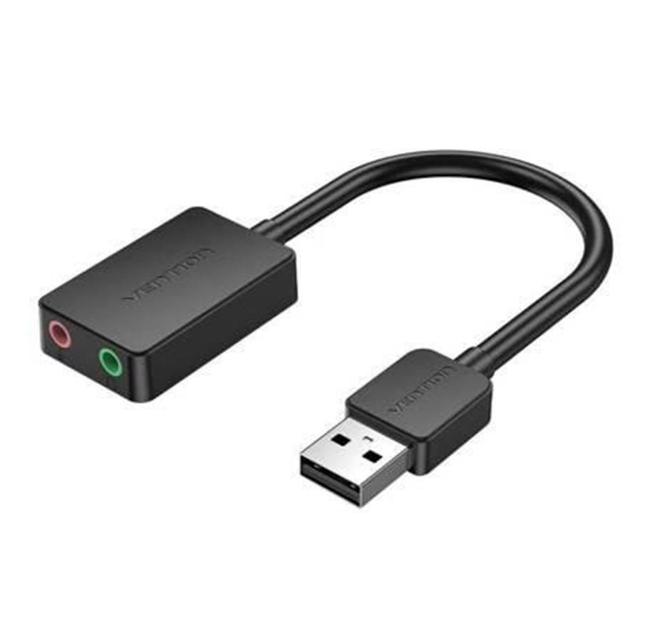 Geluidskaart - Vention External sound card USB 2.0 2-port 0.15m Black - CDYB0