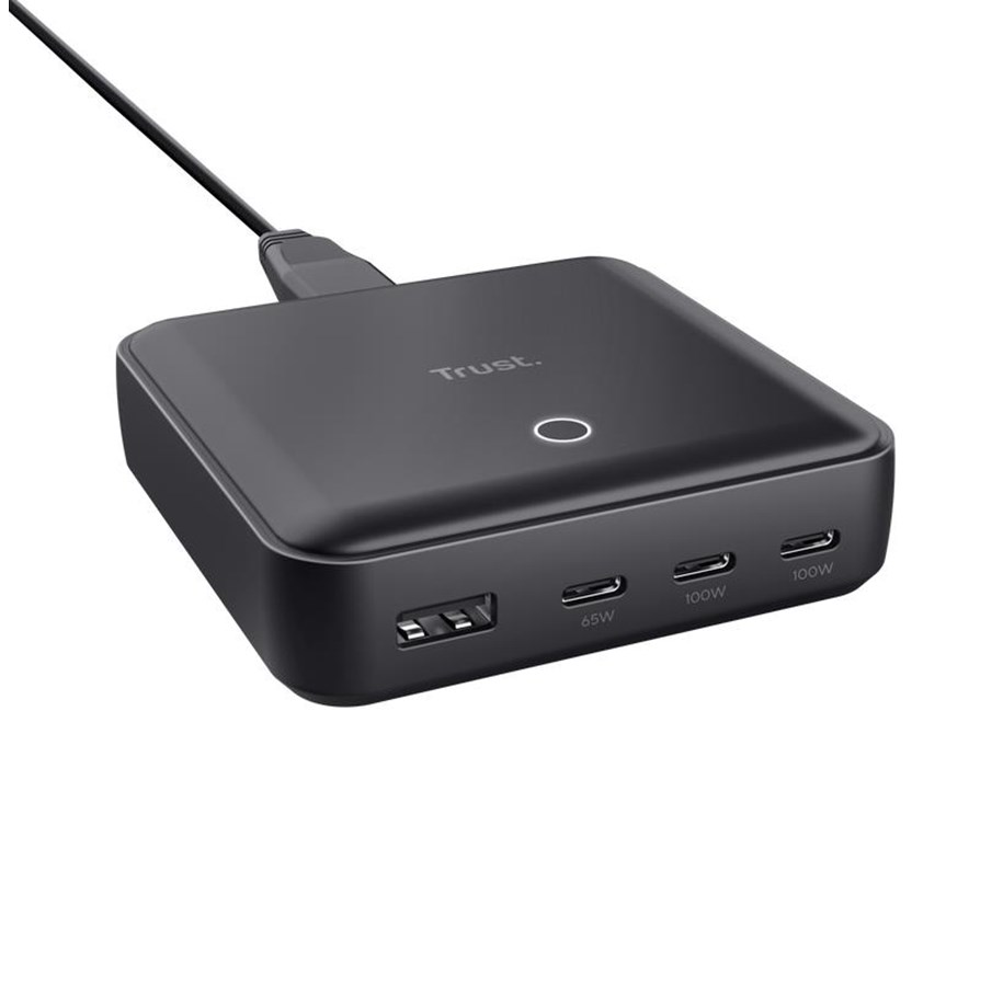 Mobiel - Adapters & Opladers - Trust Maxo 100W 4-port USB Desktop Charger - Black - 25242