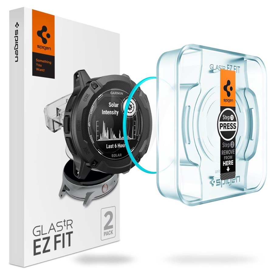 Smartwatch - Accessoires - Spigen Glass tR EZ Fit 2 Pack - Garmin Instinct 2X Solar - AGL07593