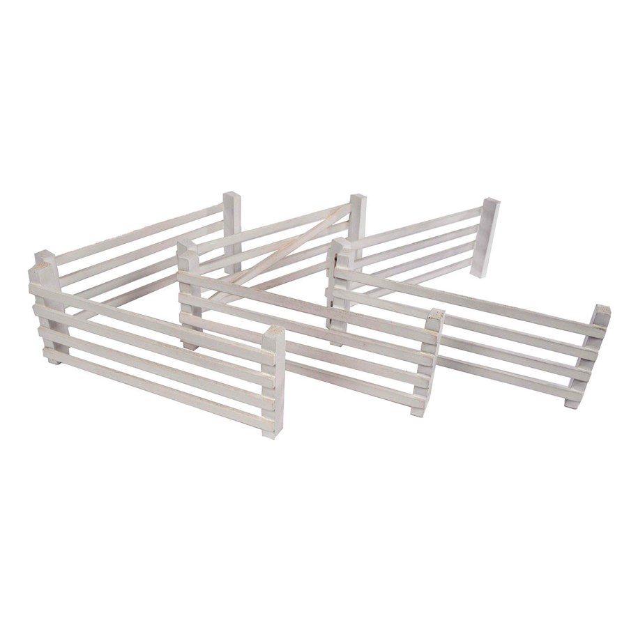 Speelgoed - Kids Globe 6 Wooden Fences 1:24 White - 610229