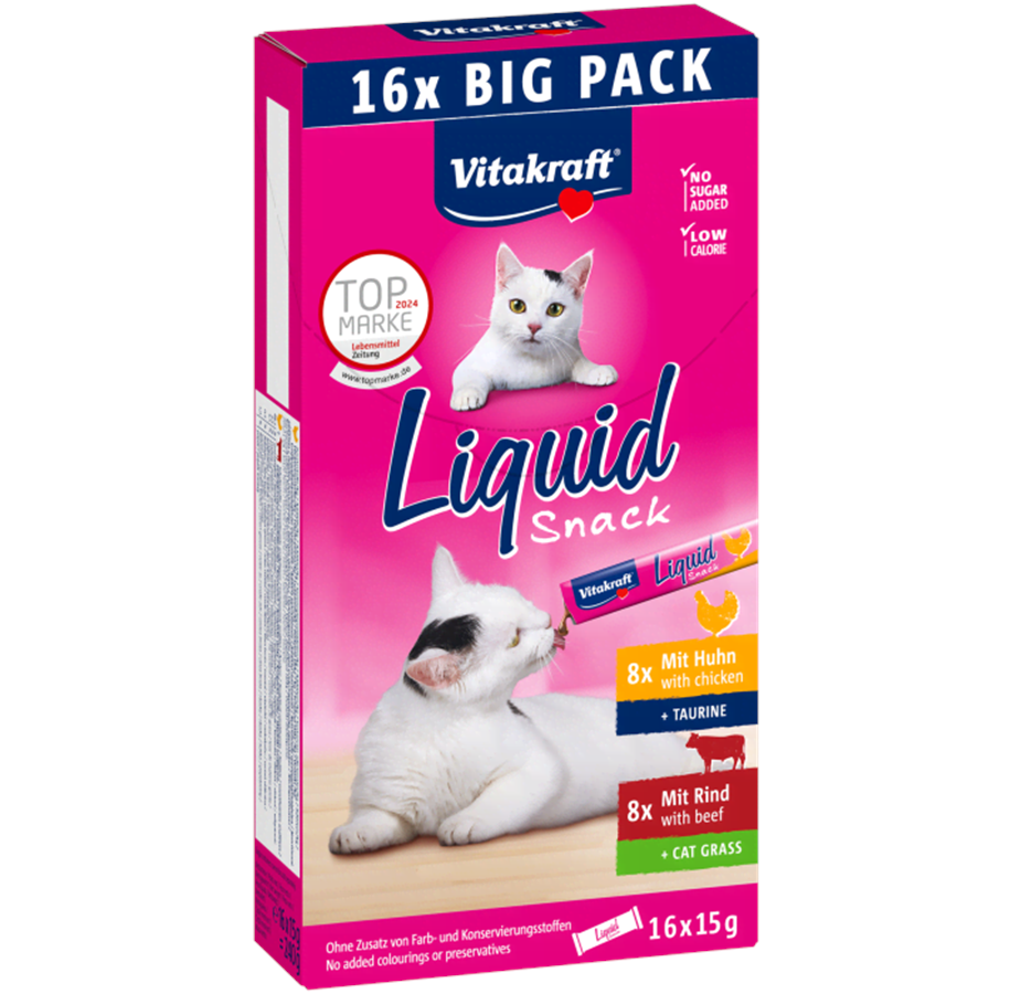 Katten - Vitakraft Liquid Snack Multipack Chicken + Beef 15g (16-Pack) - 58554