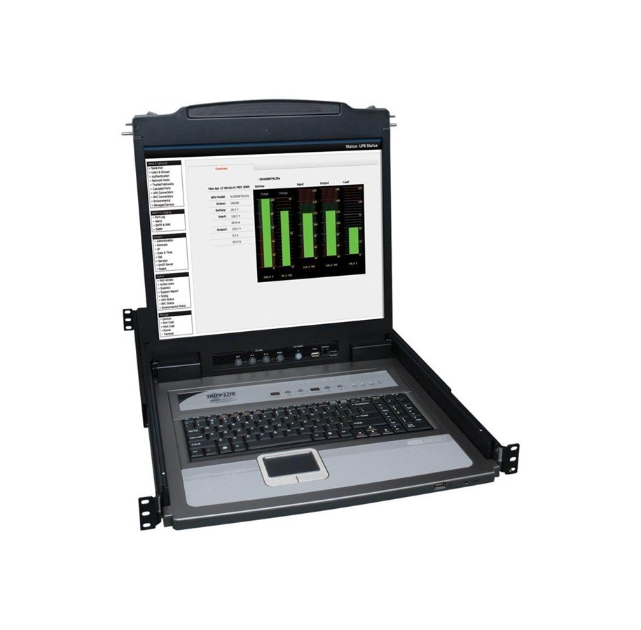 Scherm - 19" Tripp Lite 8-Port Rack Console KVM Switch w/19" LCD & 8 PS2/USB Cables 1U - KVM console - 19" - B020-U08-19-K